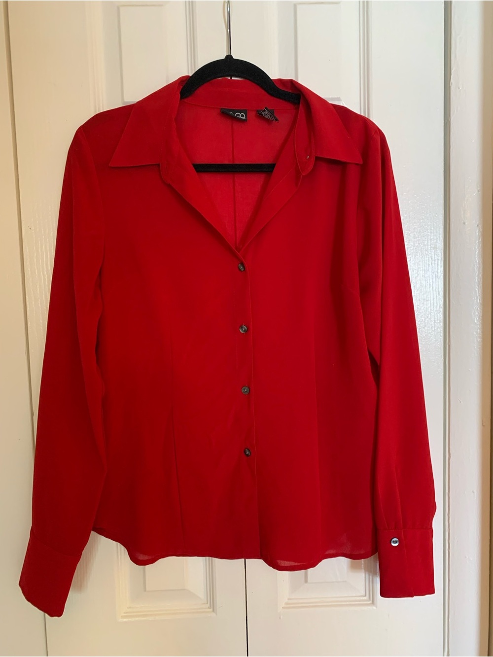 New York & Company Vibrant Red Button-Down Shirt